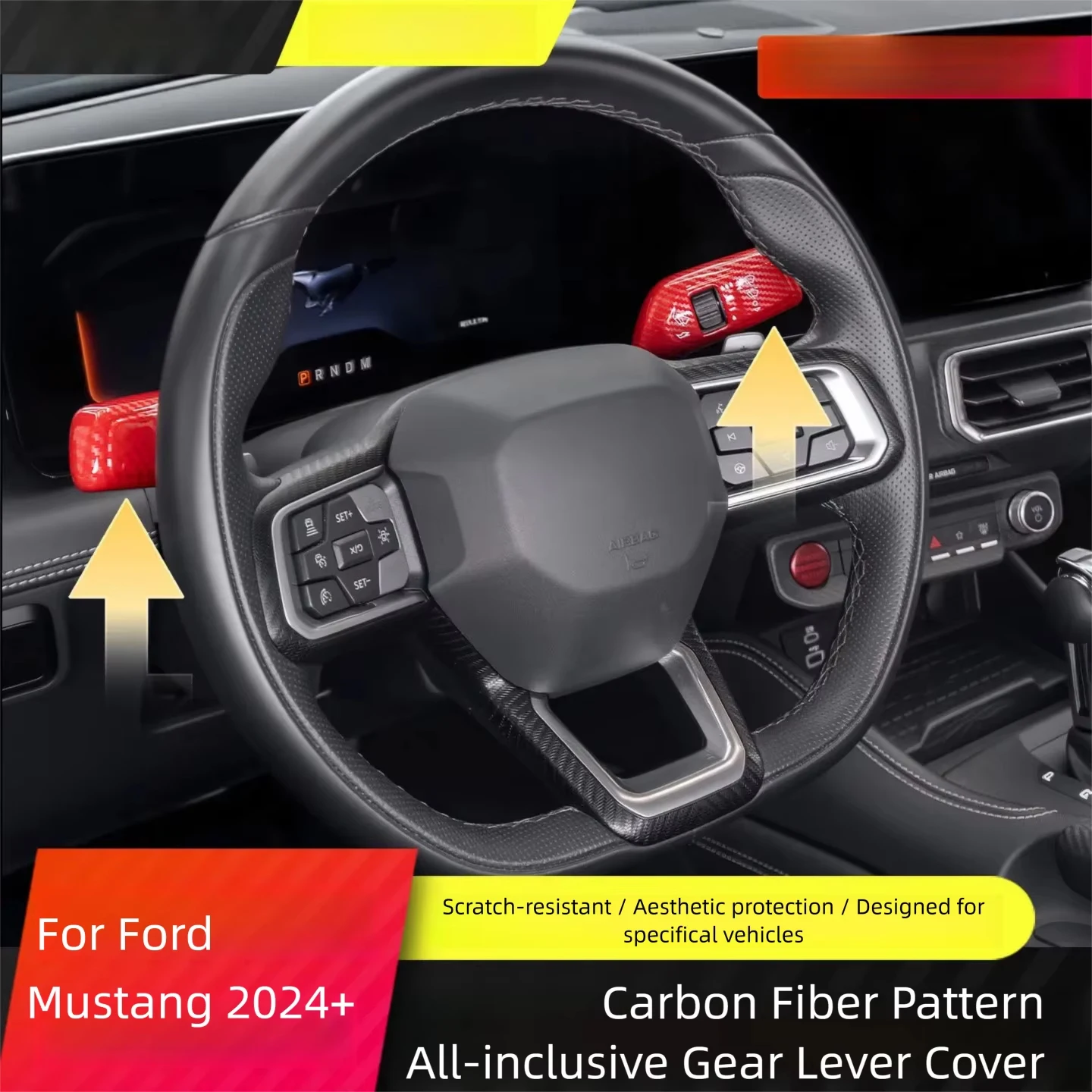 

QHCP Car Wiper Shift Lever Rod Cover Windscreen Wiper Lever Decorative Sticker Trims For Ford Mustang 2024+ Interior Accessories