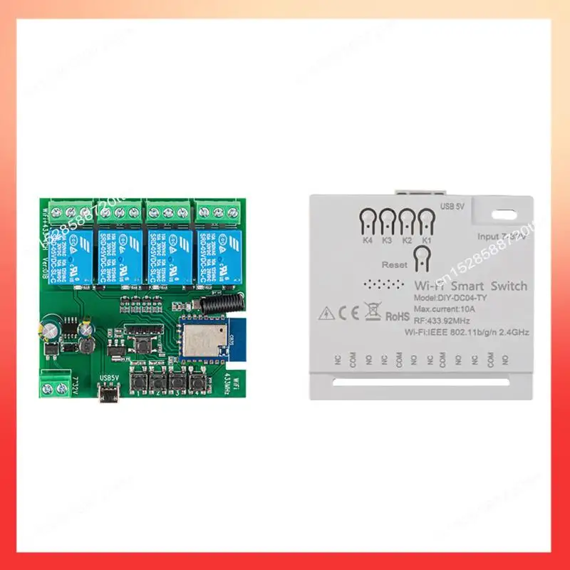 

ABNR 4CH Tuya Wi-Fi Smart Switch Wi-Fi Switch 7-32 В 5 В 2,4G Wi-Fi Smartlife Модуль домашней автоматизации для IFTT Alexa Google Home