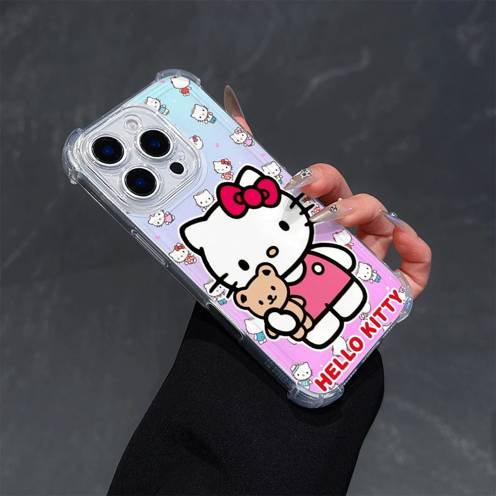 

Мягкий чехол для телефона Hello Kitty Cat для IPhone 16 Pro Max IPhone 16/15/14/13/12/11/x/xs/xs Max, женский прозрачный чехол для телефона Hello Kitty