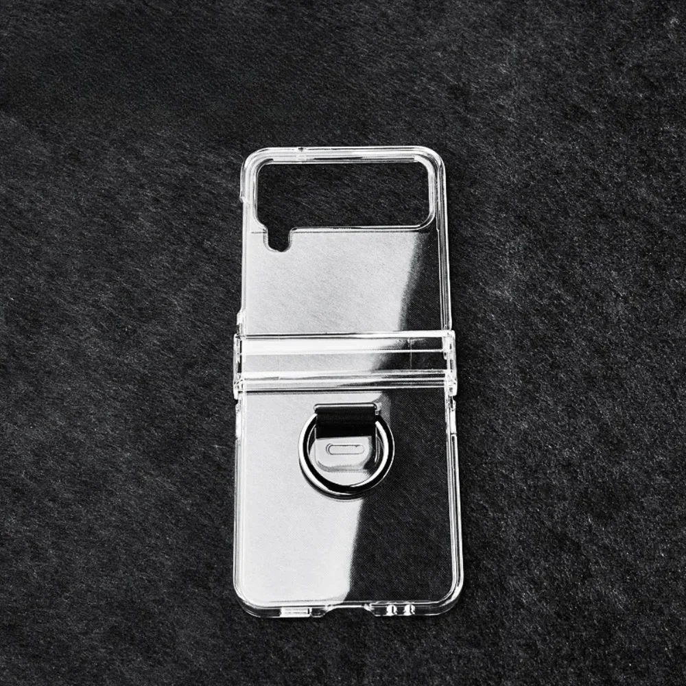 Transparente Handyhülle für Samsung Galaxy Z Flip 8 7 FE 6 5 4 3 Flip7 Flip6 Flip5 mit Ringschutz und klarem, schlankem Hartcover – Detail 2
