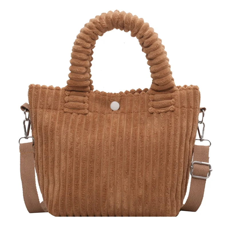 Bolso pequeño portátil de pana Simple informal para mujer, nueva moda de otoño e invierno, bandolera informal de un hombro, 2024