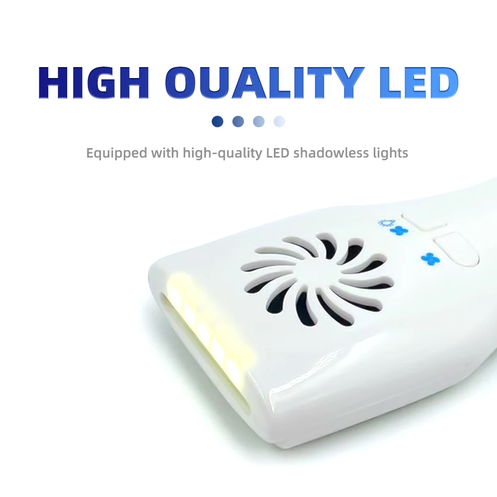 den tal Orthodontic Reflector with Light and Air-blowing Anti-fog Mouth Mirror, Oral Double-sided Stainless Steel Reflector