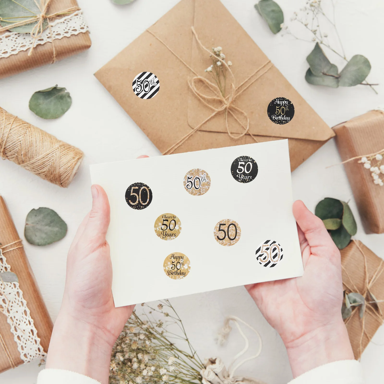 

216Pcs 50th Birthday Sticker Decorative Candy Packaging Seal Birthday Decals Party Favor Stickers Candy Sticker for Packaging