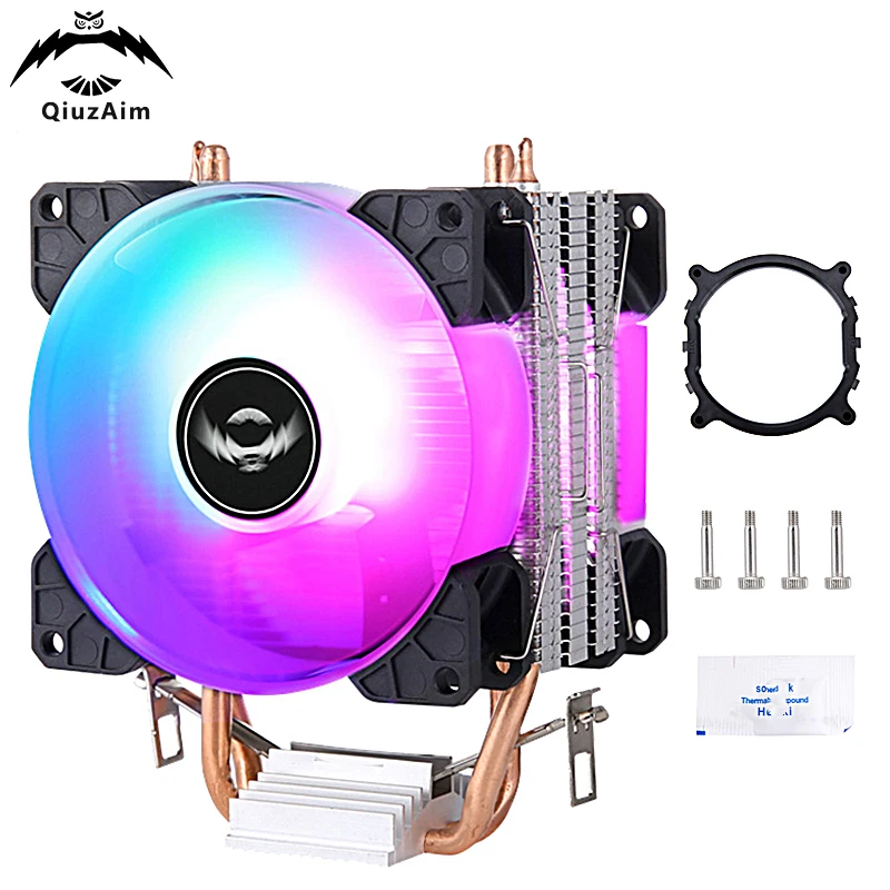 

QiuzAim CPU Air-cooling Radiator Fan 90mm 2 Heat Pipe 4Pin/PWM Chassis motherboard Installing LGA2011 x79 x99 2099 Am4 am3 am5