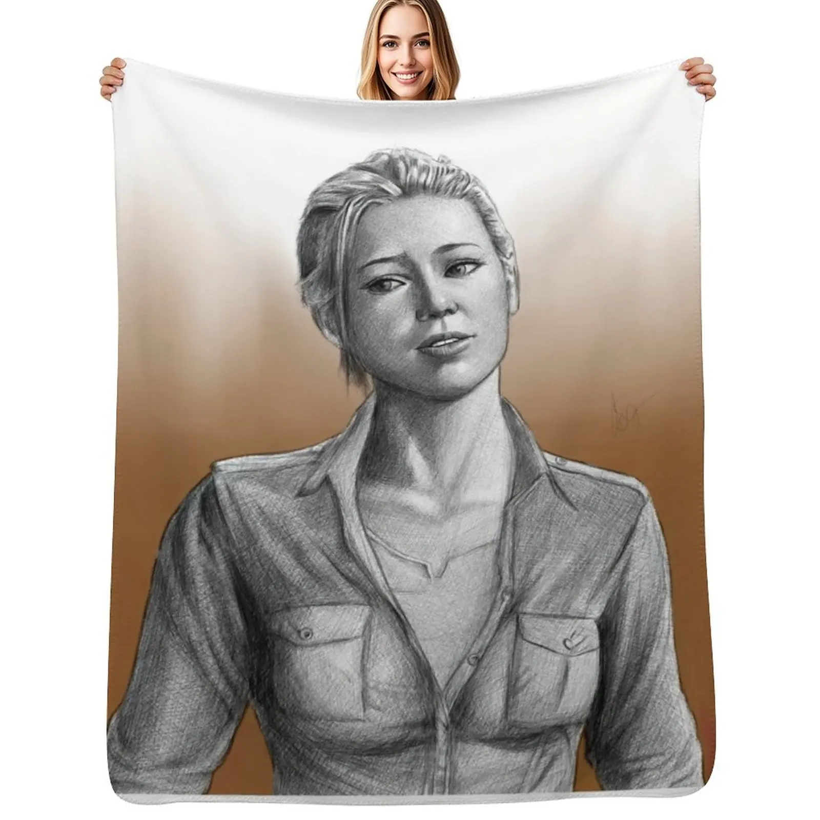 

Elena Fanart - Uncharted 3 video game Throw Blanket Soft Big Soft Bed covers Beach Blankets