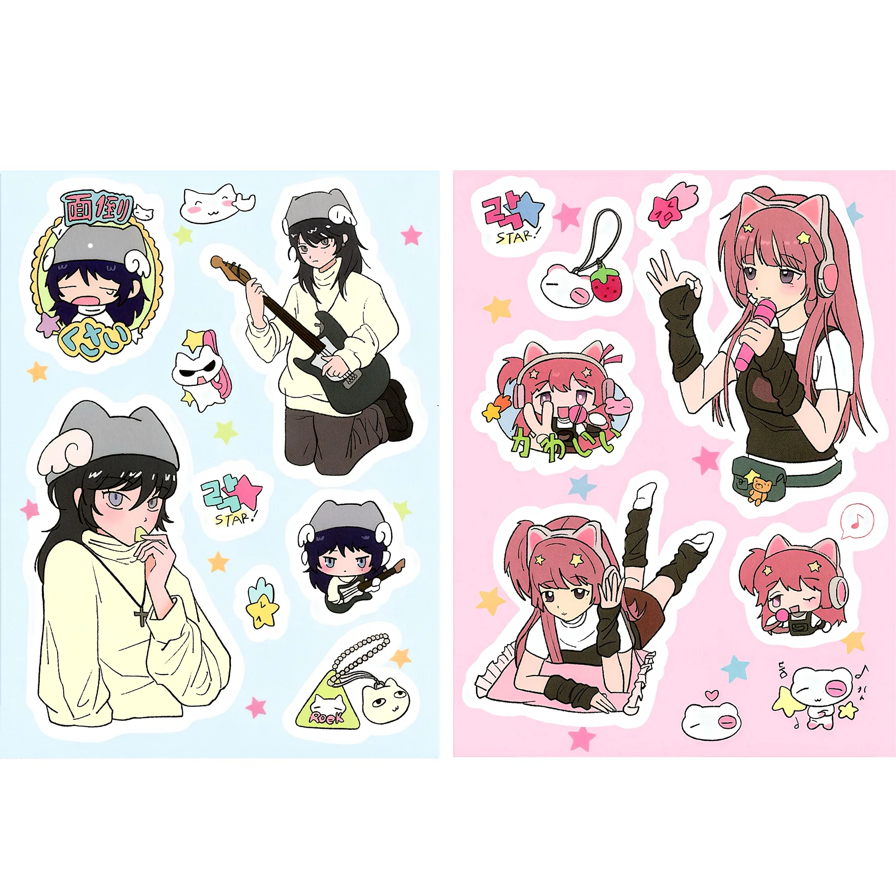 

2pcs Summer Girl Stickers Handbook Material Stickers Cute Goo Card Cartoon Girl
