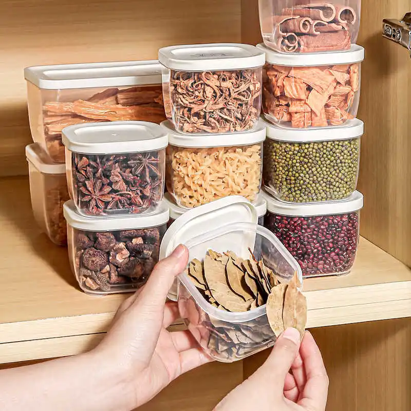 Square Spice Storage Box Moisture-proof Anise Cinnamon Chili Seasoning Storage Box Household Candy Nut Storage Boxes