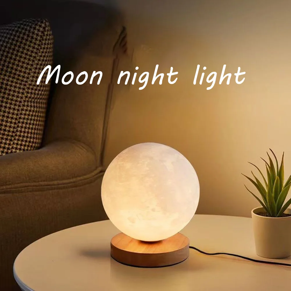 

3D Moon Lamp Bedside Table Lamp 3 Lighting Modes Dimmable USB Rechargeable Night Light With Base For Living Room Bedroom Decor