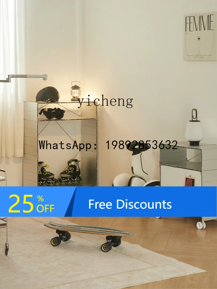 ABC  small cloth cabinet,  storage against the wall, multi-layer metal aluminum alloy, dining side floor rack