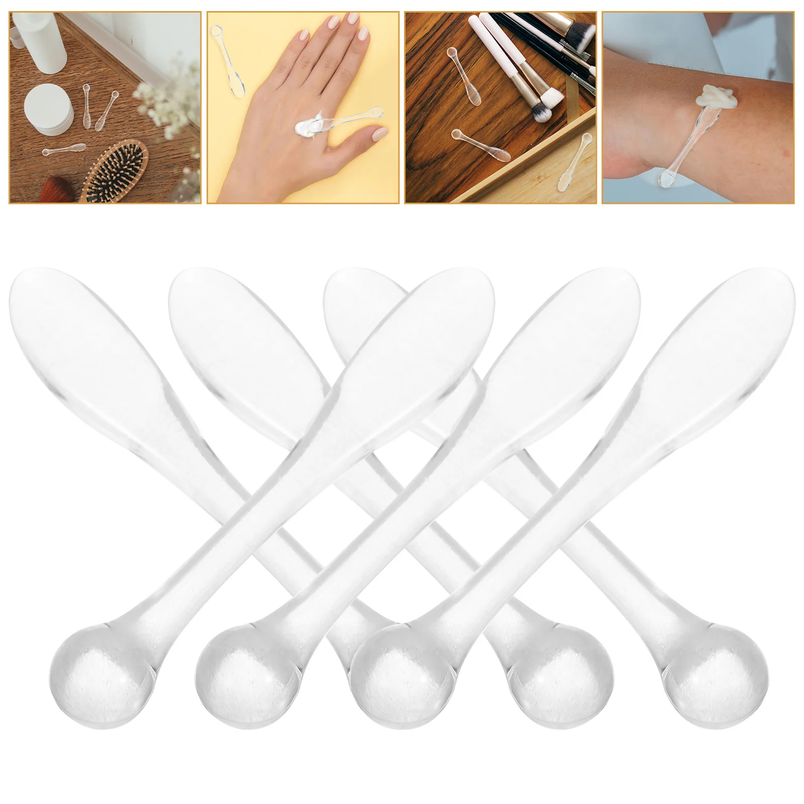 Spatole per trucco da 50 pezzi Cucchiaio per crema per il viso dal design compatto Spatola per trucco facile da pulire Spatola per donna