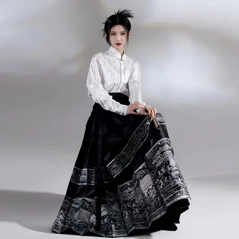 women's long sleevedPleats Chinese Traditional Hanfu  top Spring And Summer Dating Street Dynasty Suitable For Daily Leisure