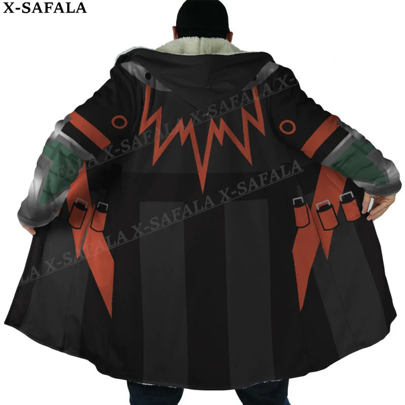 Anime All Might My Hero Academia soprabito cappotto 3D stampa spessa calda mantello con cappuccio uomo antivento in pile Unisex Casual-2