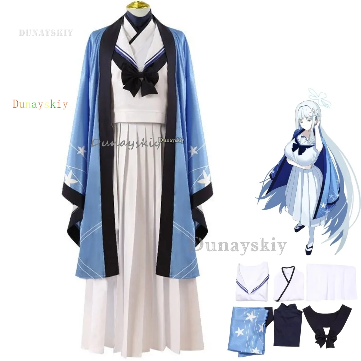 

Goryou Nagusa Cosplay Anime Blue Archive Costume Nagusa School JK Uniform Kimono Set Haori Halloween Party Outfit for Women