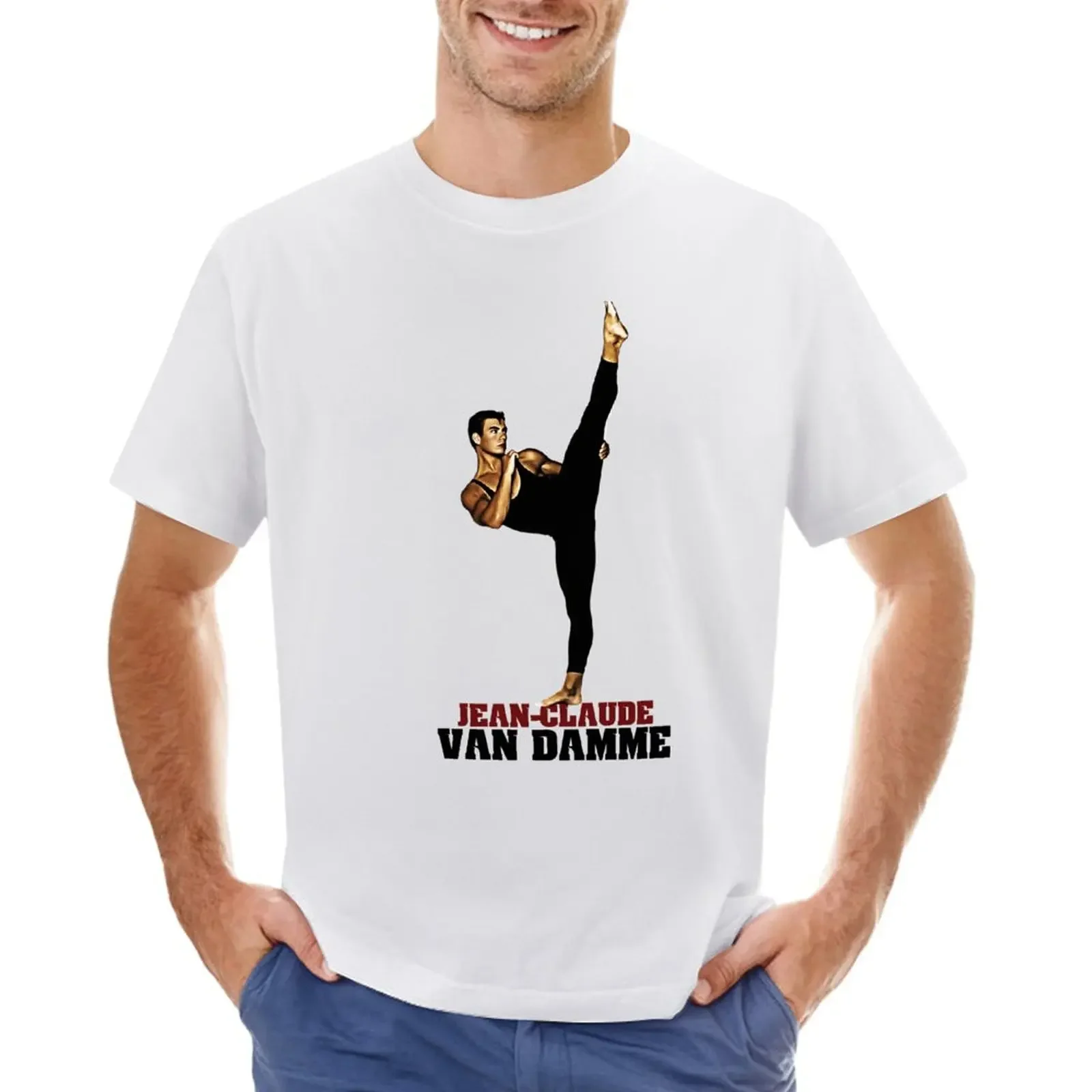 

Van Damme kicking 2 T-shirt tees new edition tops mens tall t shirts