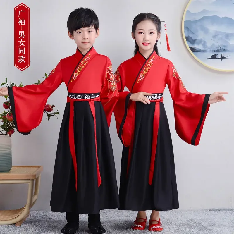 子供のための伝統的な中国の漢服ドレス,男の子と女の子のためのタングスーツ,子供のためのハロウィーンのコスプレ衣装,古着,rz4