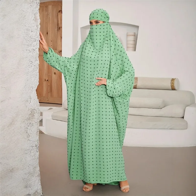 

Muslim Prayer Garment 2025 New Abaya Women Ramadan Prayer Dubai Turkey Middle East Femme Robe Floral African Dress Scarfs Join