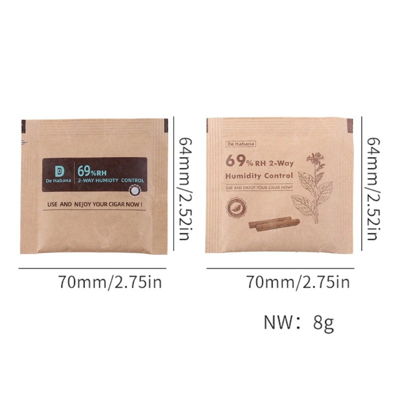 8g 69% RH Control humedad bidireccional para cigarros Humidificador tabaco Paquete hidratante Rebanadas cigarros