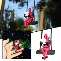 Cartoon Deadpool Car Pendant Rearview Mirror Pendant Interior Accessories Mini Model Toys Action Figures InteriorDecorationModel
