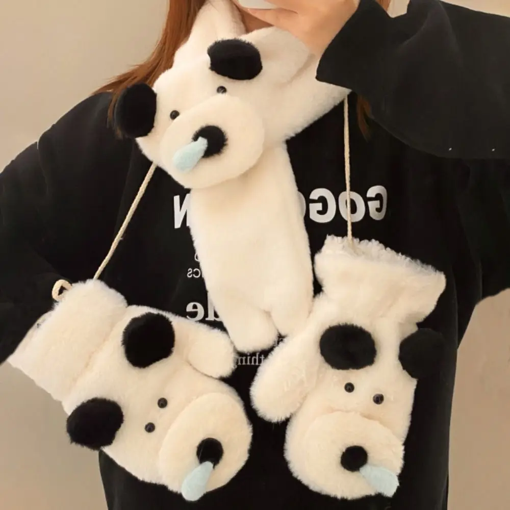 

Cute Plush Cross Scarf Cartoon Thicken Neckerchief Wrap Cold Protection Soft Neck Warmer Winter