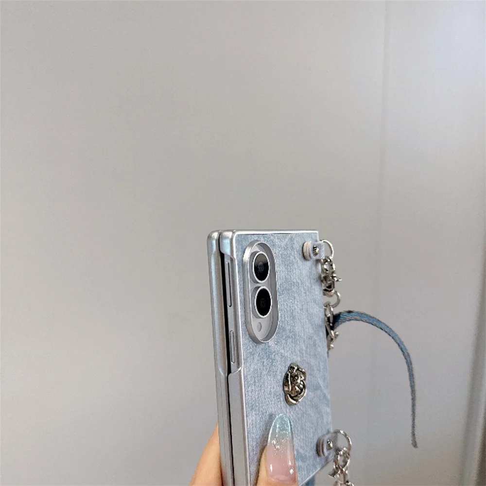 Korean Luxury Japonica flower Phone Case For Samsung Galaxy ZFold 7 Z Fold7 5 6 4Z Fold 8 Ultra Hard Cover With rope ZFold 8