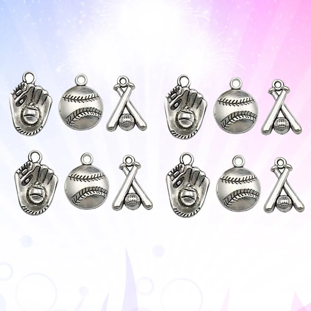 60pcs Baseball Bat Charms for Jewelry Making – Alloy Pendant Dangles for Necklace & Bracelet Crafting