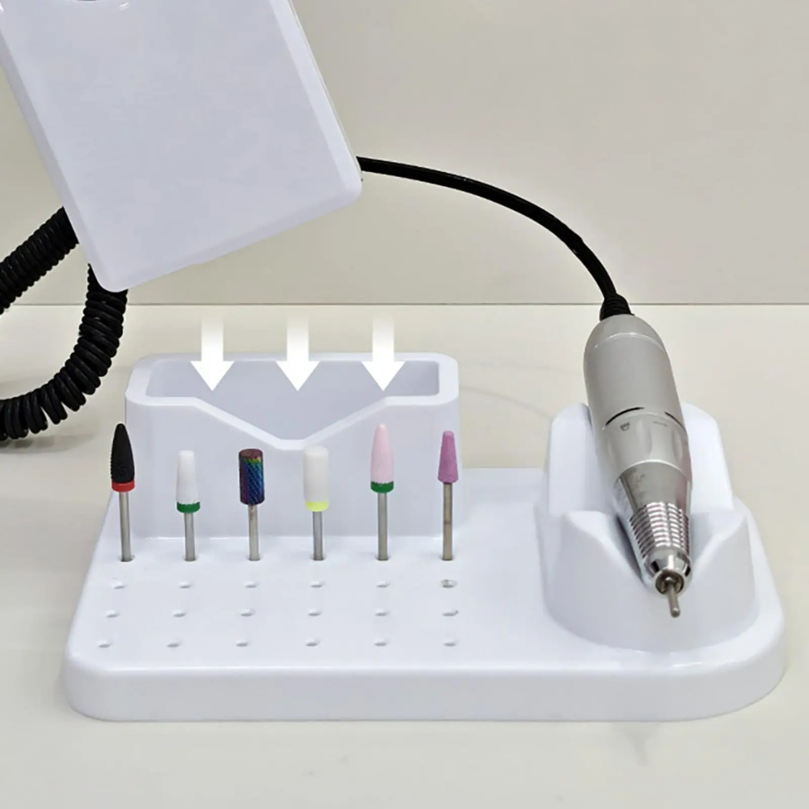

Electric Nail File and Grinding Head Holder Space Saving Manicure Drill Station Organizer for Manicurists, Home
