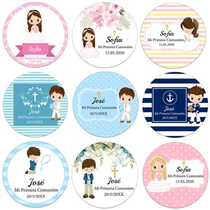 Personalisierte meine erste Aufkleberkommunion, Jungen und Mädchen Mi Primera Communion Labels, Tauf- und Taufklebstoffe, selbstklebend 8 Hauptverkauf Hollow First Communion - №8