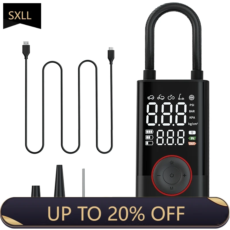 

SXLL Portable Wireless Air Compressor Mini Electric Handheld Tire Inflator Digital Car Tire Inflator Pump Factory Price High In