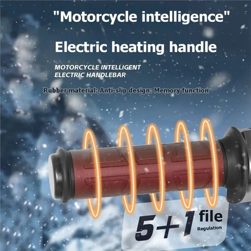 For 22Mm Motorcycle Handlebar Grips Waterproof With 5+ 1 Heat Settings& Memory Function Heated Handlebar Grip Level