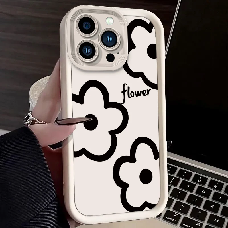 Purple Pink Checkered Flower Plain Case for iPhone 17 Air 16 E 15 14 Plus 13 12 Mini 11 Pro Max Liquid Soft Silicone Back Cover