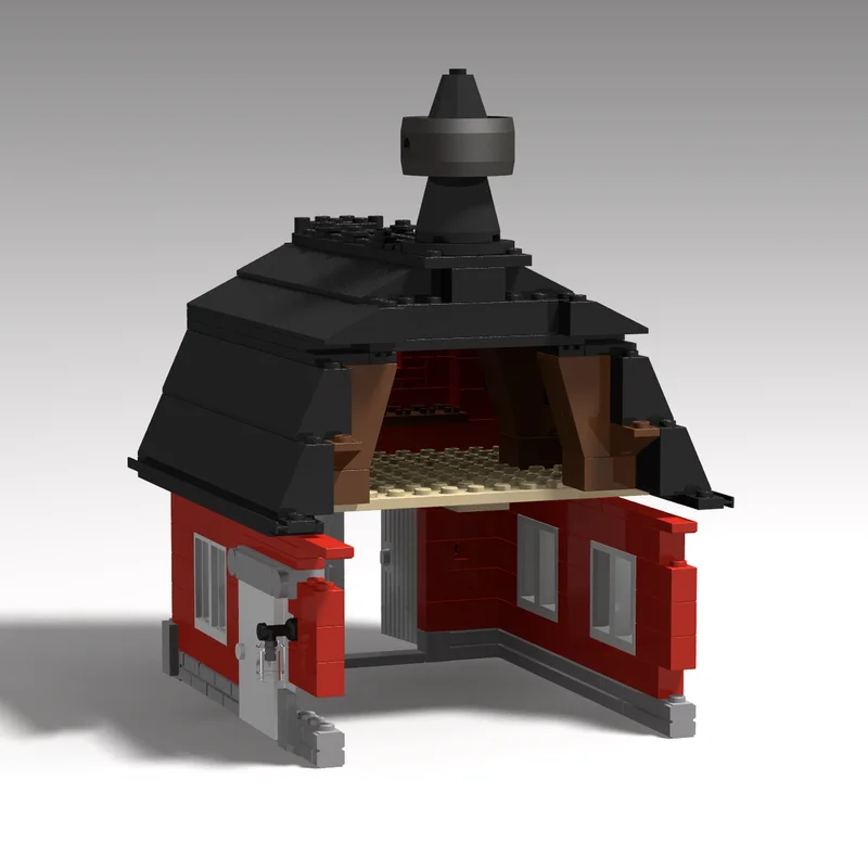 مدينة شارع عرض Moc قوالب بناء وحدات الحظيرة الحمراء مقياس نموذج التكنولوجيا كتل عيد الميلاد لتقوم بها بنفسك لعبة البناء هدايا العيد