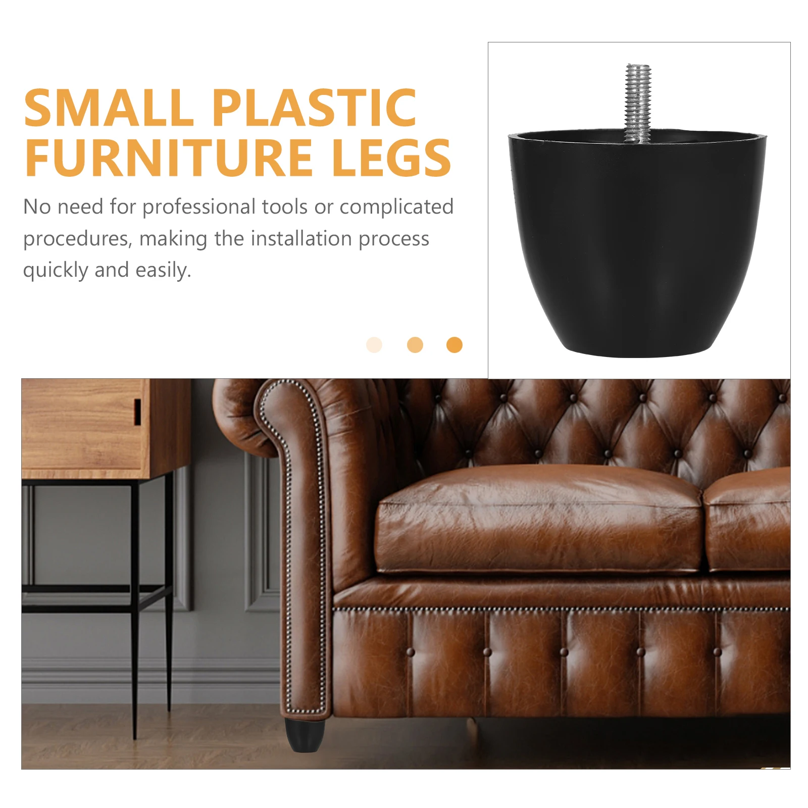 

4 Pcs Furniture Legs Plastic Feet 72x60 for Sofa Chair Cabinet Durable Adjustable Easy Install Wide Application Home Use
