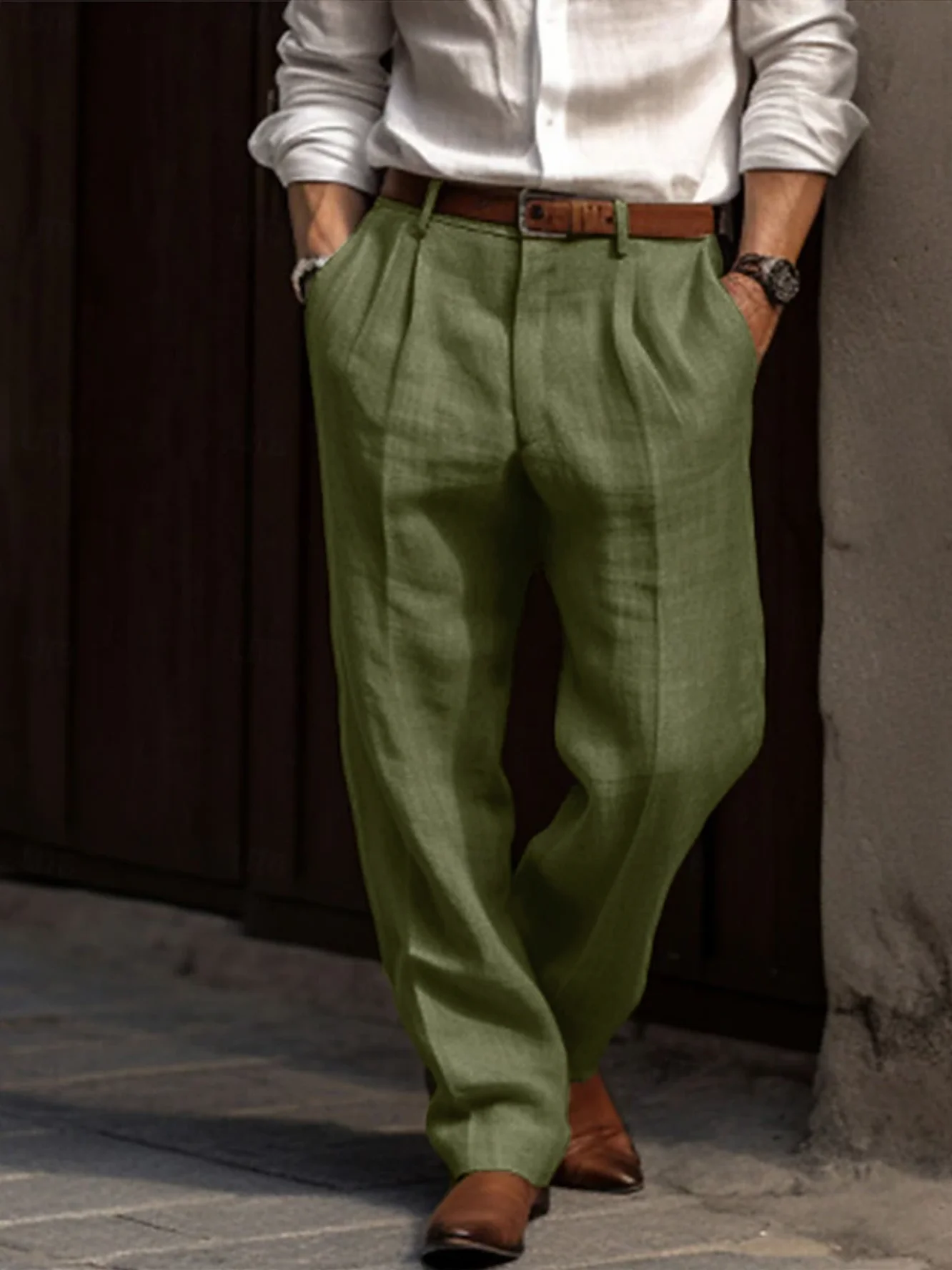 Sommer Neue Mode Herren Leinen Lange Hosen Strandurlaub-Stil Atmungsaktiv Leicht Gerade Passform Lässige Business Lange Hosen