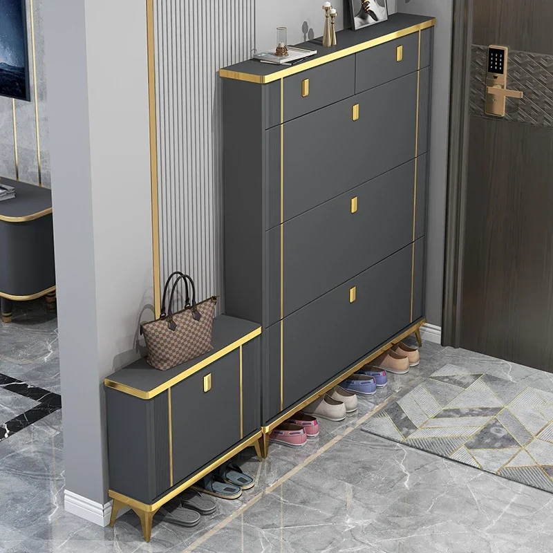 Luxury ultra-thin shoe cabinet home door 2023 new explosion door dumper porch cabinet