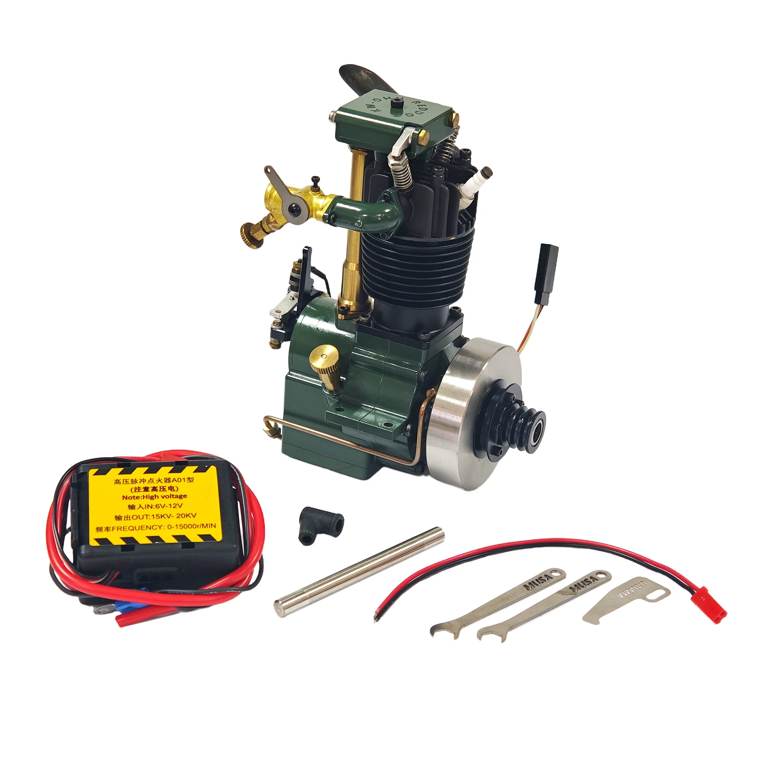 Single Cylinder 7.0cc Air Cooled Retro Engine Model Toy Pull Start Rotary Start Desktop Four Stroke Metal Upright Engine Model