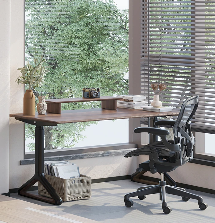 Dual motor intelligent electric lifting table solid wood version environmentally friendly home standing office computer  table