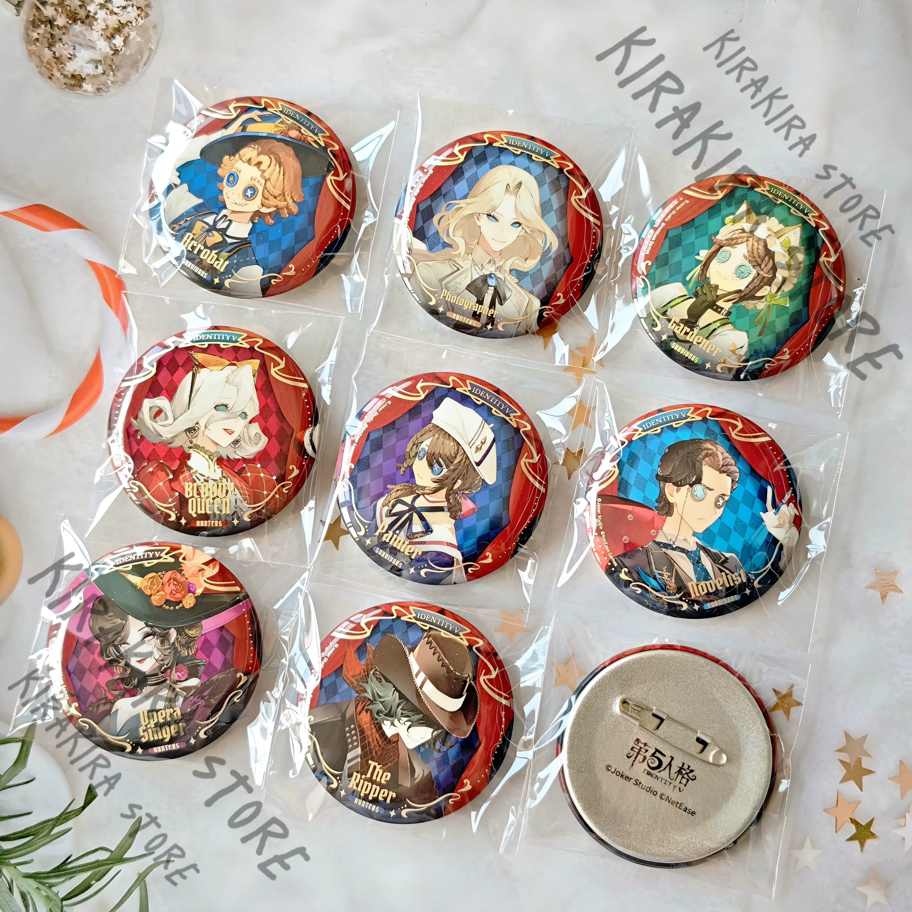 

Identity Ⅴ Mary Edgar Valden Orpheus Emma Woods Joseph Desaulniers Tinplate Badge Emblem Breastpin Brooch Genuine Mascot