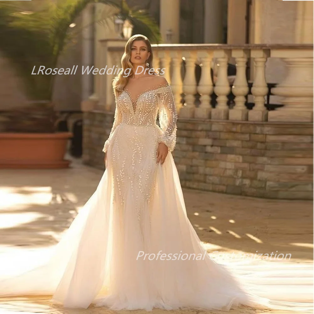 

LRosella Wedding DressTulle Off-the-shoulder Neckline Floor-Length Wedding Dresses Appliques Exquisite Elegant Luxury فساتي2024