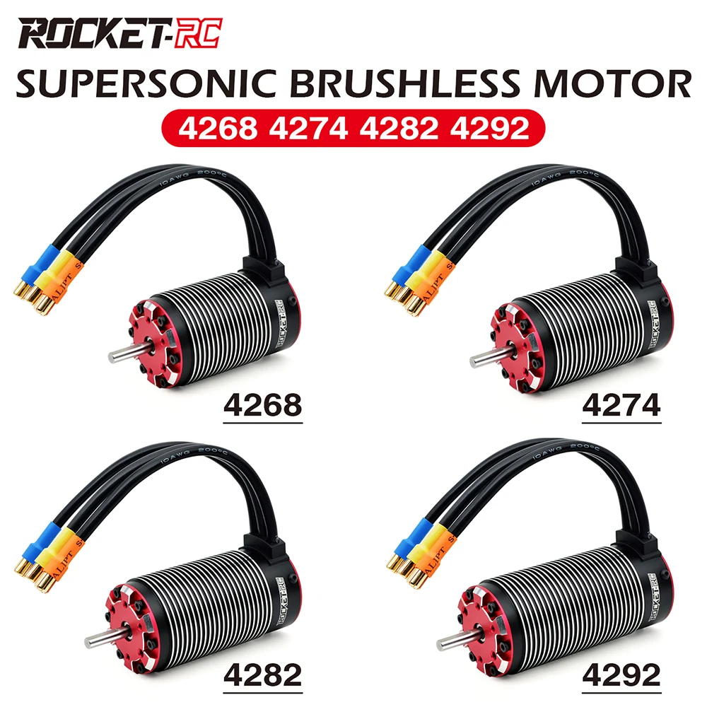 

Surpass Hobby Rocket-RC Brushless Motor 4268 4274 4282 4292 for 1/8 1/7 RC Car Traxxas Work with Supersonic V2 120A or 150A ESC