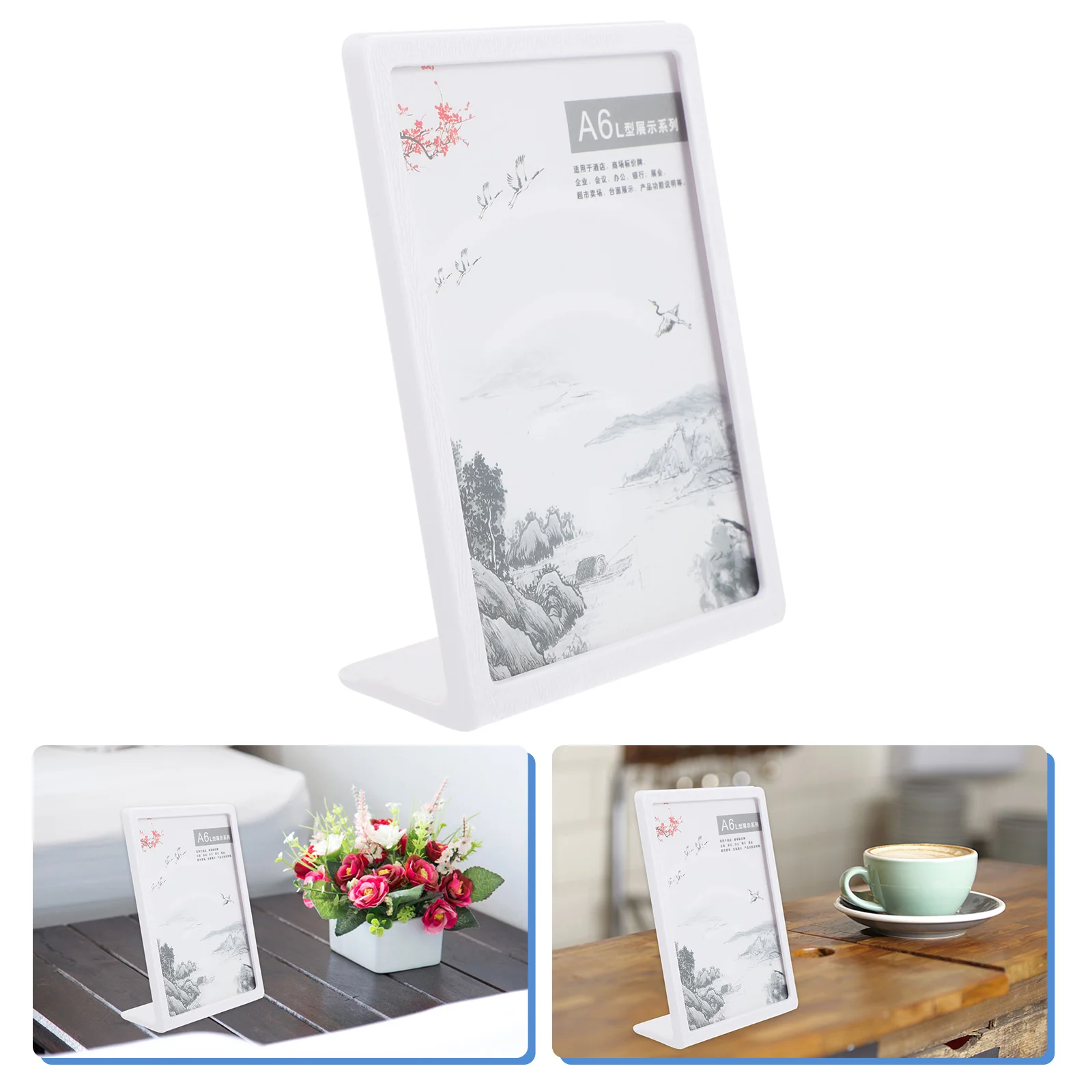 

A4 Menu Display Board Restaurant Sign Holder Plastic Label Stand Slanted Rack for Price Tags Hotel Showing Abs