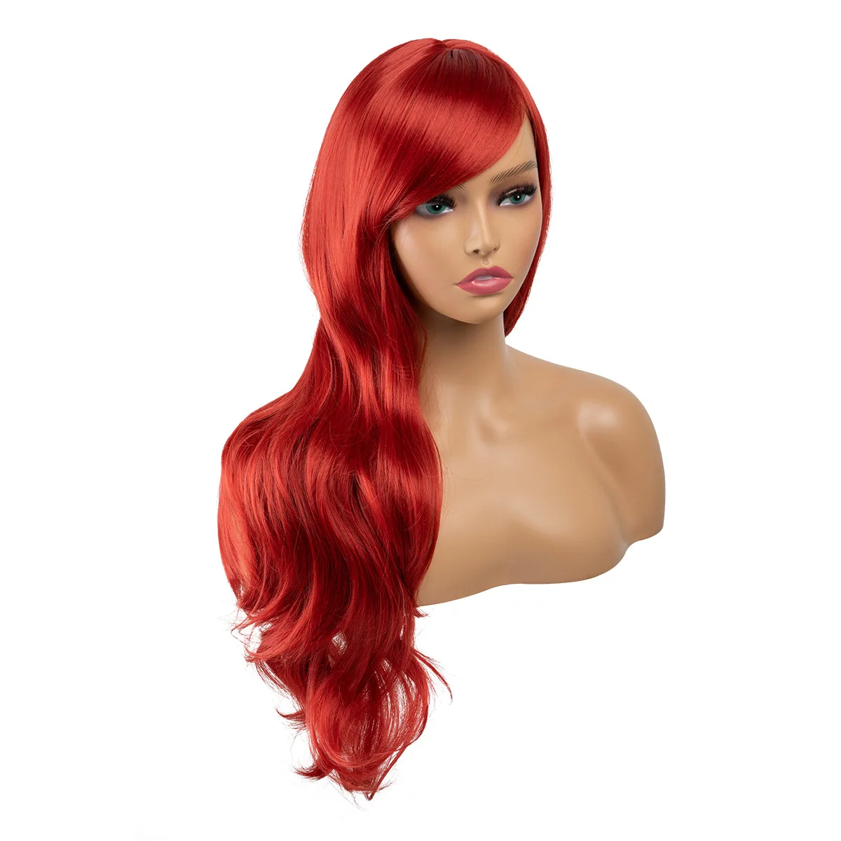 Kids Girls Princess Dress up Anime The Little Mermaid Princess Ariel Cosplay Wig Party Stage Synthetic Wig Red Wavy Hair