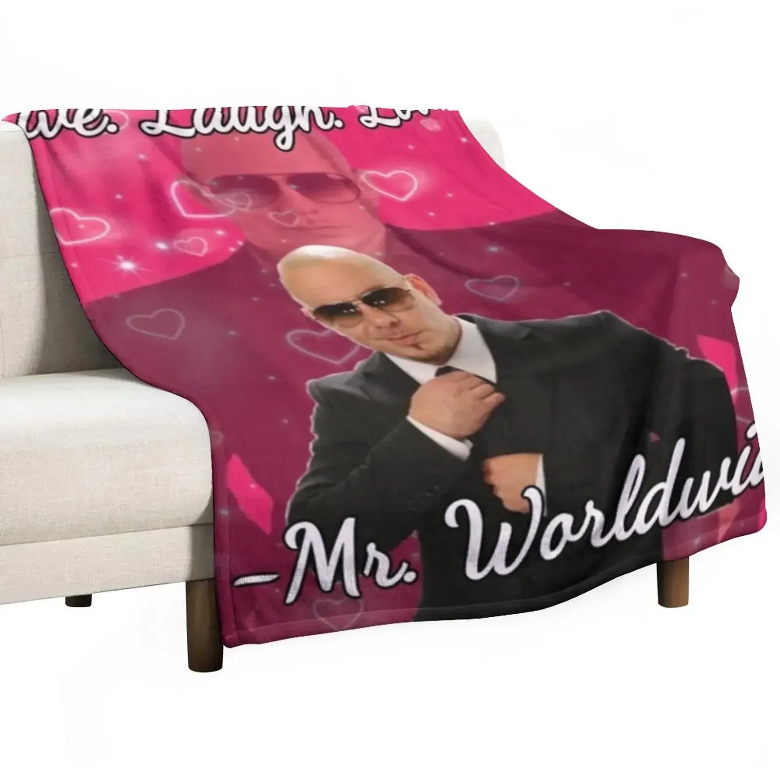 

mr worldwide live. laugh. love. Throw Blanket Furrys Sofa Blankets