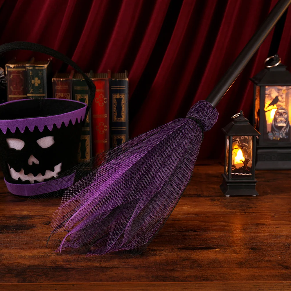2pcs Witch Broom Prop Lightweight Portable Halloween Decoration For Kids Women Men Costume Party Decor Broomstick