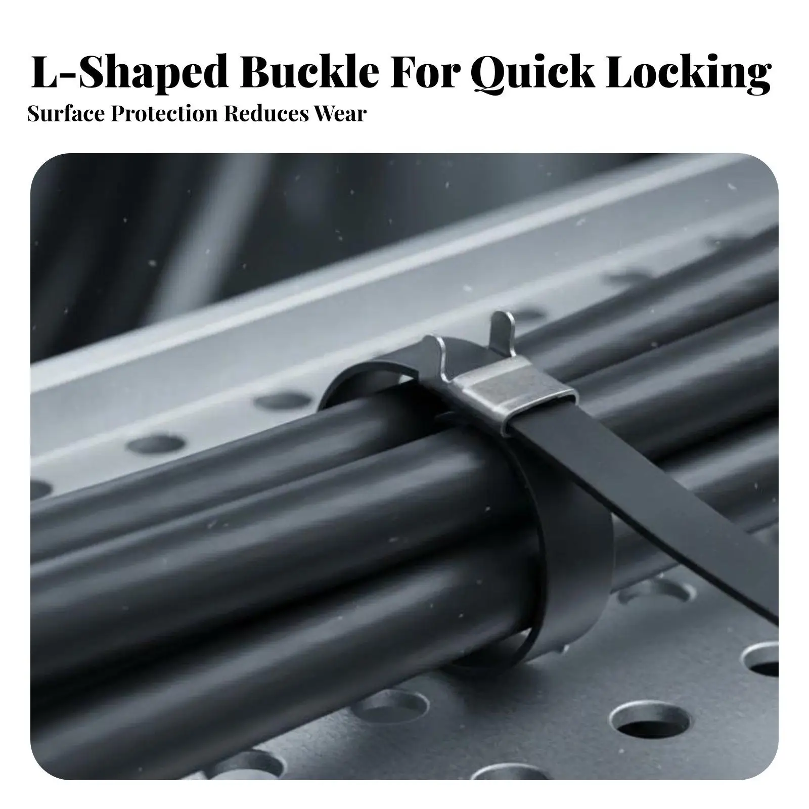 Corrosion Proof Stainless Steel Band with L Buckle for Automotive Wiring Marine Equipment and Heavy Duty Fastening