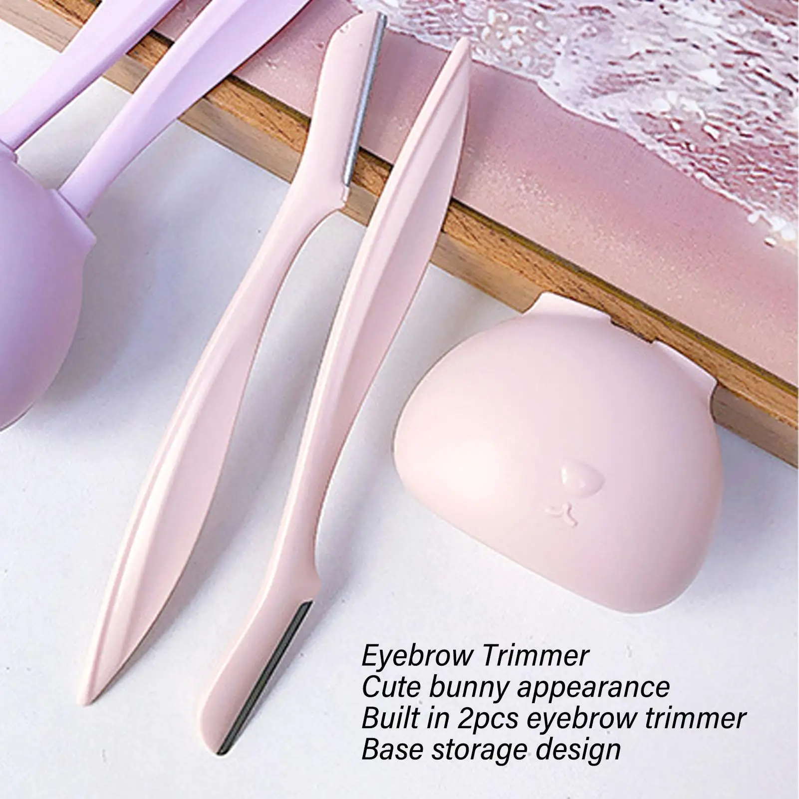 Cartoon Bunny Eyebrow Trimmer: Pinkish Grey, Ergonomic Design - Perfect for travel 