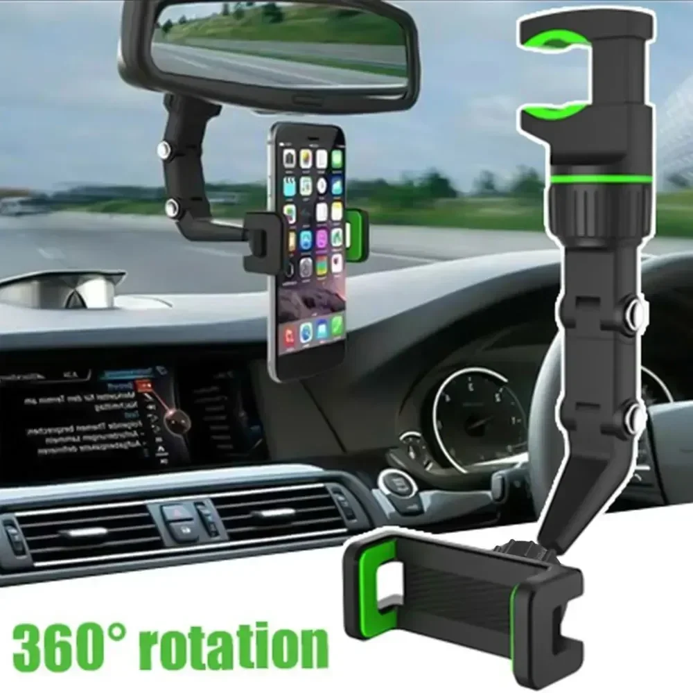 360° Rotating Universal Phone Mount - Rearview Mirror Car Holder for GPS & Smartphones​