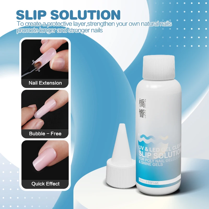1pcs 2- in- 1 Poly Gel Nail Slip Solution and Cleanser -60ml/ 2.03 fl.oz Essential Nail Art & Polish Tool for Perfect Extensions
