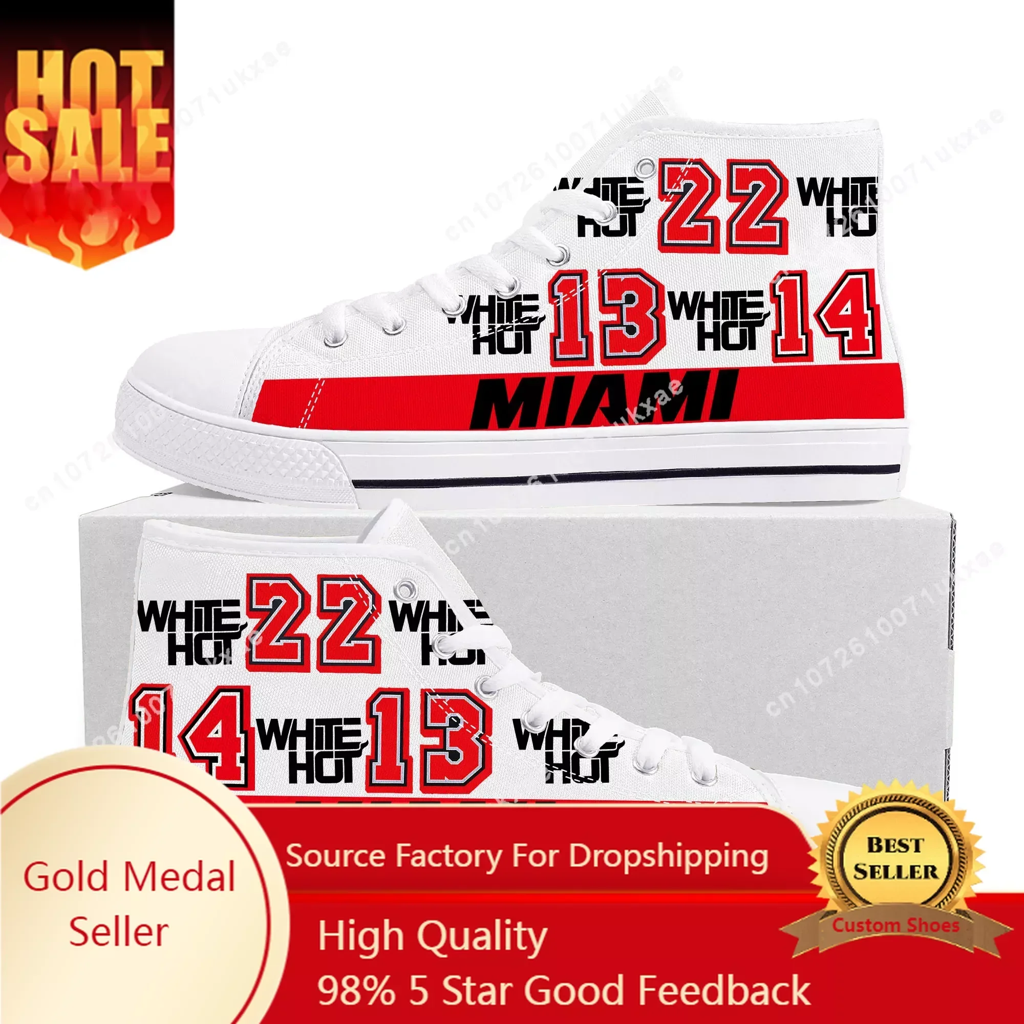 

Miami Number 22 14 13 White Hot High Top Sneakers Mens Womens Teenager Canvas Sneaker Casual Custom Made Shoes Customize Shoe