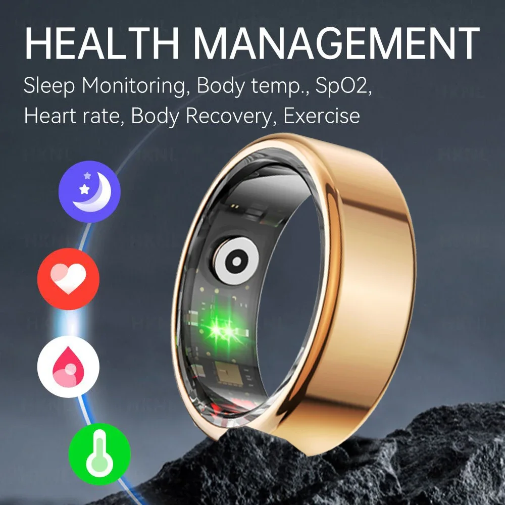 For Men Women Smart Ring Military Grade Titanium Steel Shell Health Monitoring IP68 & 3ATM Waterproof Multi-sport Modes 2024 New