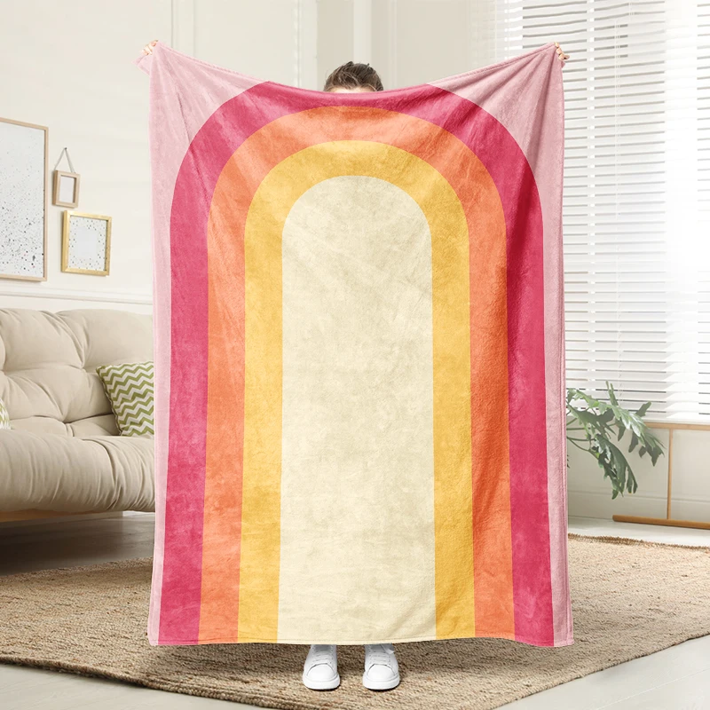 

Rainbow Pattern Flannel Blanket Soft Plush Cozy Sofa Bed Decor Gift